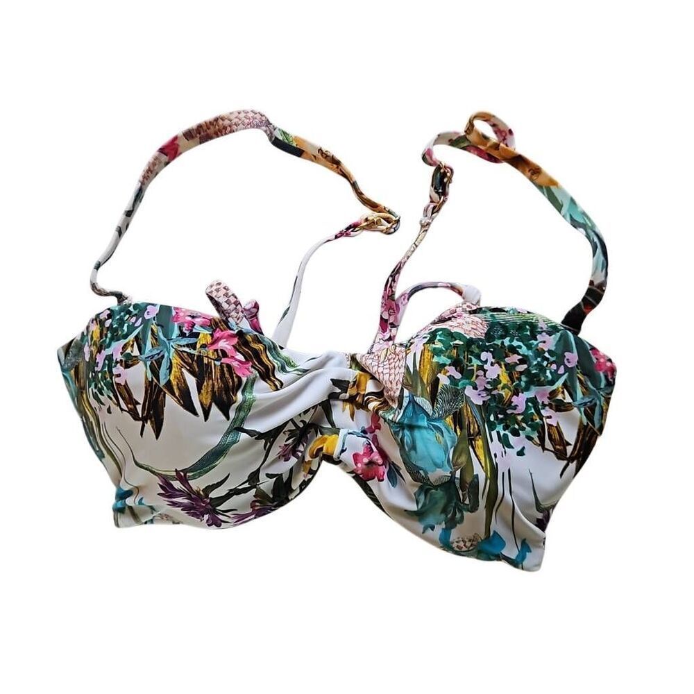 Christian Lacroix x Swiminista Joy Bikini Top Josephine Is Busy Pink Green XSmal